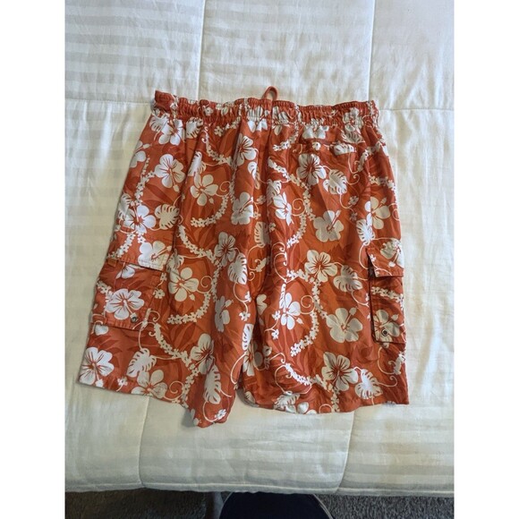 Red Camel Swim Shorts Men’s Sz Large Orange White Floral Hawaiian - Picture 5 of 5
